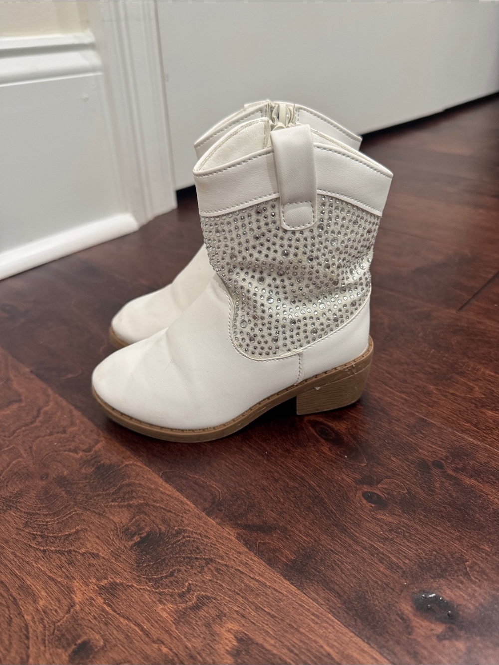 Toddler Girls White Rhinestone Cowgirl Boots Western Bling Jeweled, size 8 - Picture 7 of 9